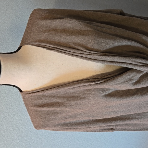 ALLSAINTS Mocha Brown ITAT Shrug Twist Front Long Sleeve Sweater Sz 8 - Picture 2 of 14